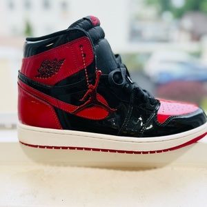 Air Jordan 1 High Bred Patent Red and Black